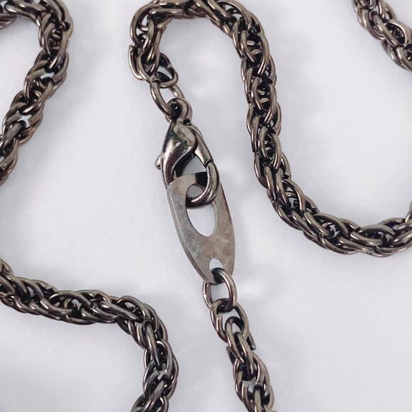 Gothic Cross Necklace Black Glass Rhinestone Silver Tone Statement Faith Pendant - Picture 8 of 13